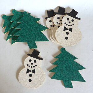NEW CHRISTMAS HOLIDAY SNOWMAN TREE RUBBER DRINK COASTER SET